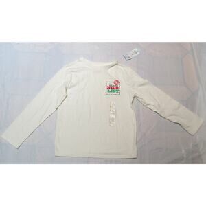 Cat & Jack Unisex Kids Long Sleeve “Nice List” Tee Cream White Size Small 6/7